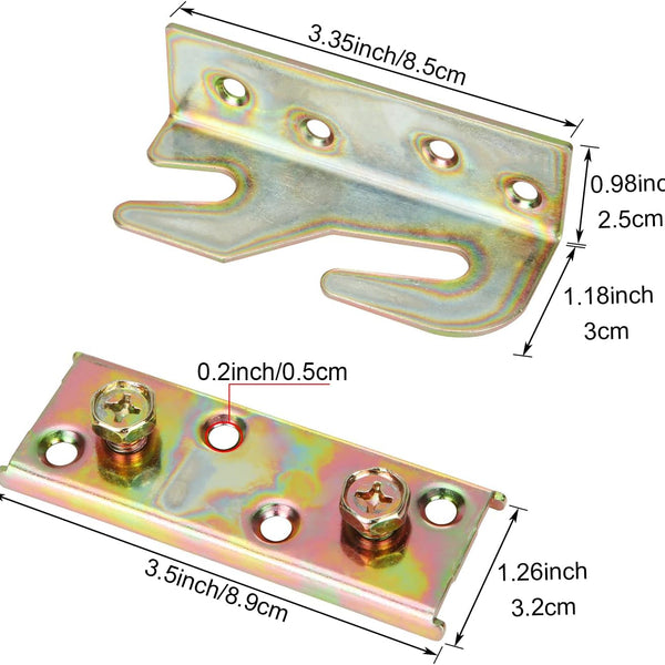 8 Sets Bed Rail Brackets for Wooden Bed Frames – No-Mortise Bed Frame Connectors for Headboards & Footboards (Screws Included)