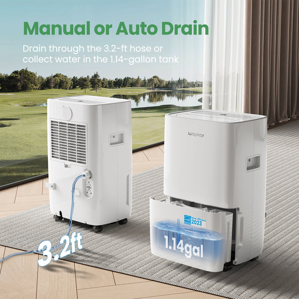 80 Pints Energy Star Dehumidifier for Spaces up to 5,000 Sq. Ft at Home, in Basements and Large Rooms with Drain Hose and 1.14 Gallons Water Tank