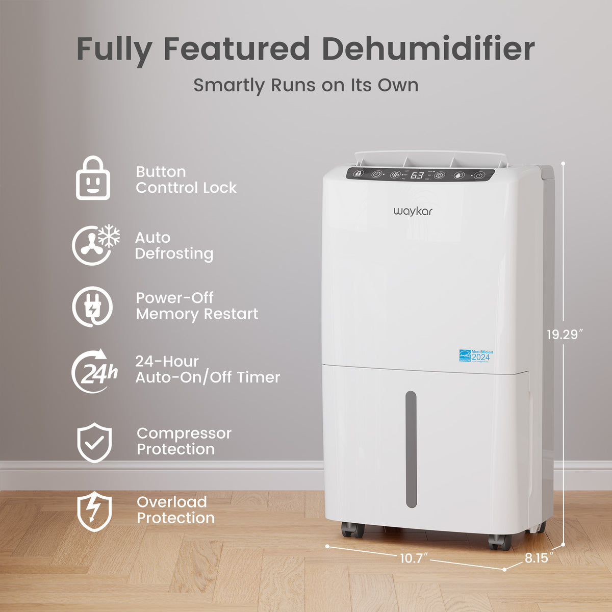 Sitvon 10 Pint Energy Star Dehumidifier, 2,000 Sq. Ft, Quiet, Humidity Control, Timer, Drain Hose
