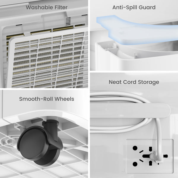 Sitvon 10 Pint Energy Star Dehumidifier, 2,000 Sq. Ft, Quiet, Humidity Control, Timer, Drain Hose