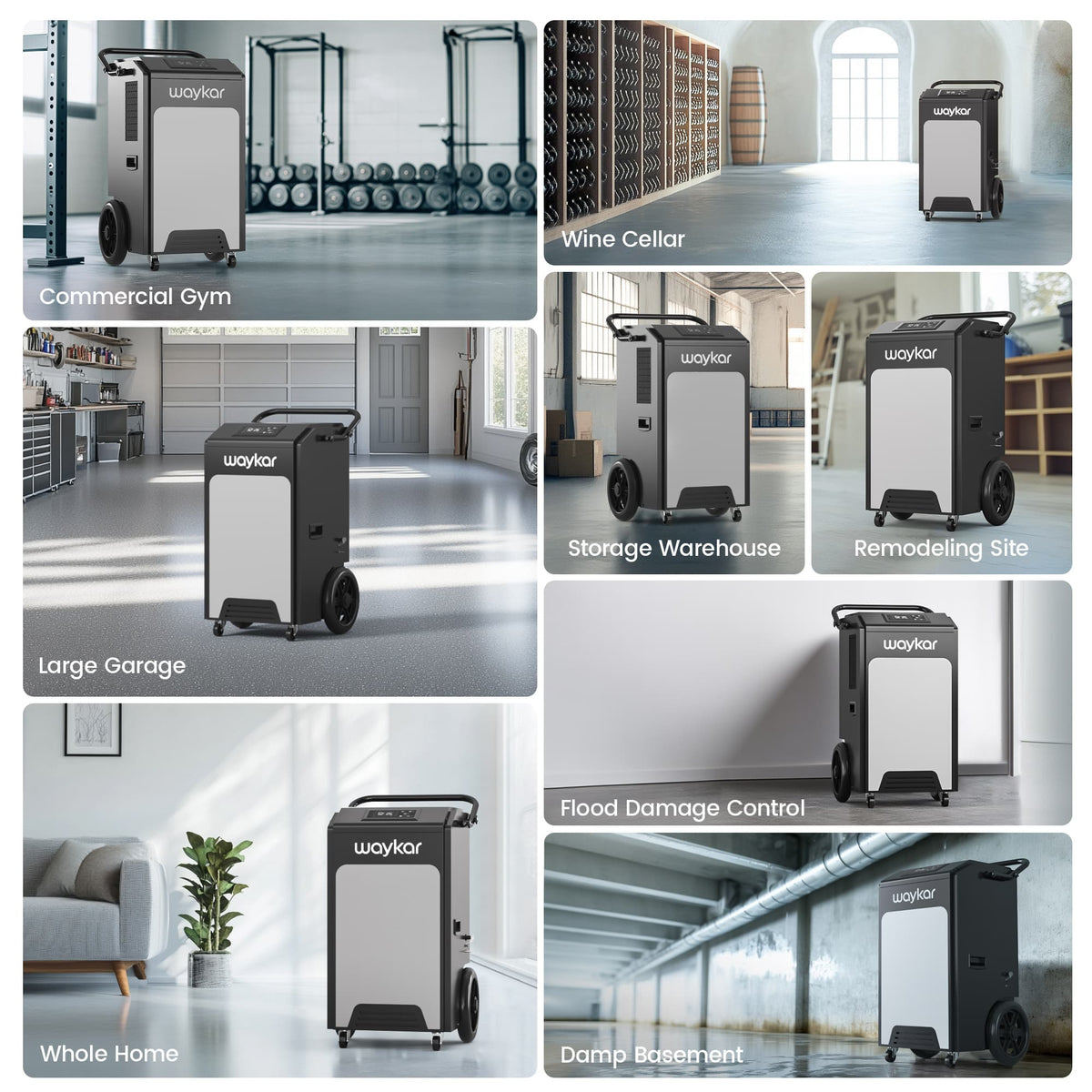 250 Pints Basement Dehumidifier with Built-in Pump and Big Wheels