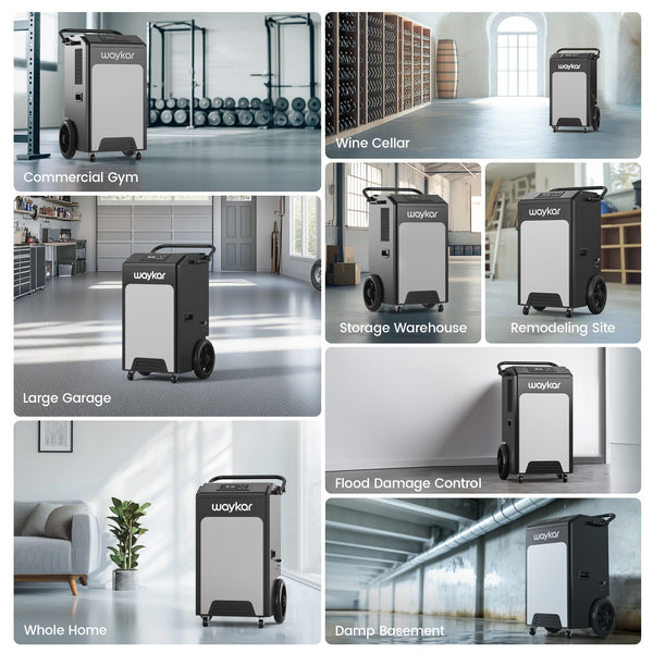 250 Pints Basement Dehumidifier with Built-in Pump and Big Wheels