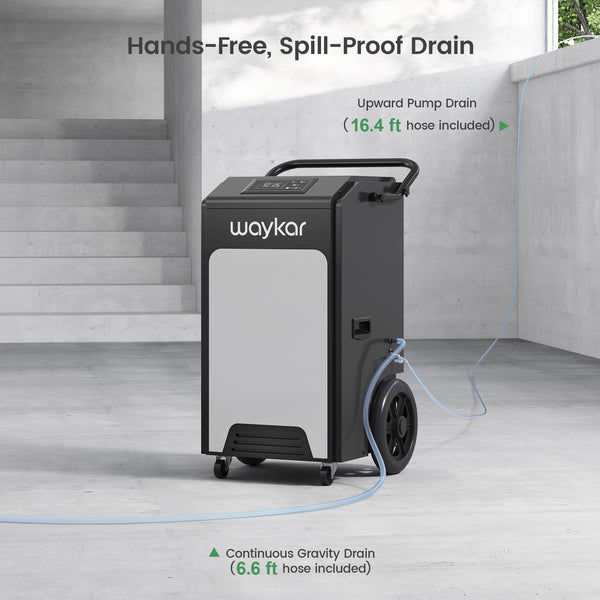 250 Pints Basement Dehumidifier with Built-in Pump and Big Wheels