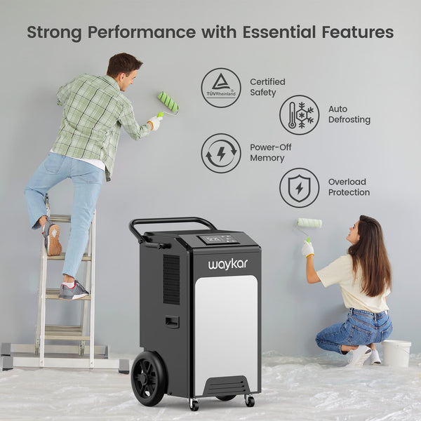 250 Pints Basement Dehumidifier with Built-in Pump and Big Wheels