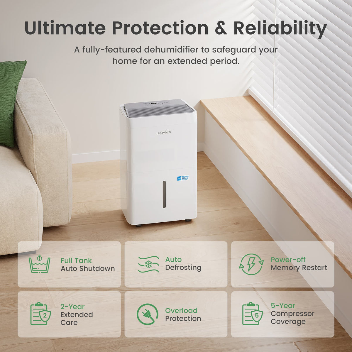 120 Pints ENERGY STAR Most Efficient Dehumidifier for Home