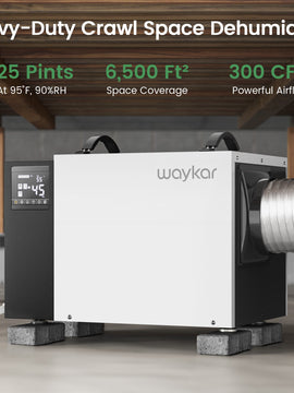 125 Pint Crawl Space Dehumidifier with Drain Hose for Commercial, Basements, and Industry Water Damage Unit for Spaces up to 6500 Square Feet, Smart Humidity Control - 5-Year Quality Coverage