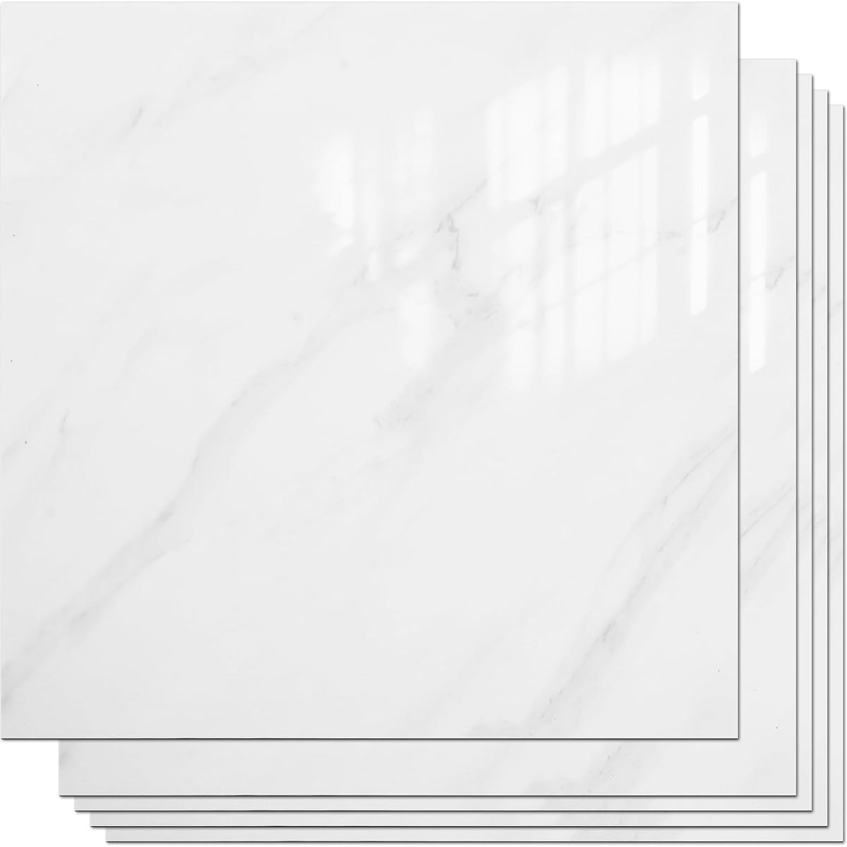 Peel and Stick Backsplash Tiles – 20 Sheets, 12" x 12" PVC Self-Adhesive Wall Panels | White
