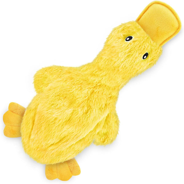 Interactive Squeaky Dog Chew Toy – Crinkle Duck (Yellow), Large | Ideal for Small, Medium & Large Dogs