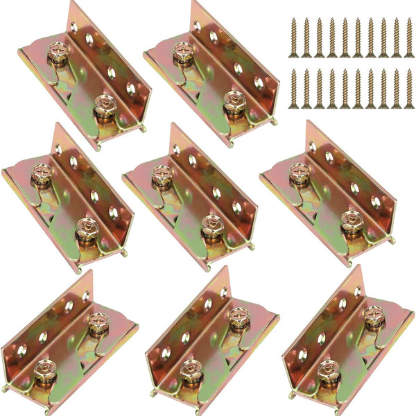 8 Sets Bed Rail Brackets for Wooden Bed Frames – No-Mortise Bed Frame Connectors for Headboards & Footboards (Screws Included)