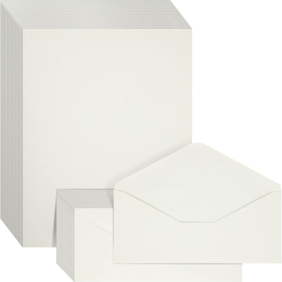 100-Piece Cotton Stationery Paper & Envelopes Set – Ivory, 8.5 x 11 Inch