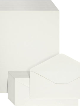 100-Piece Cotton Stationery Paper & Envelopes Set – Ivory, 8.5 x 11 Inch