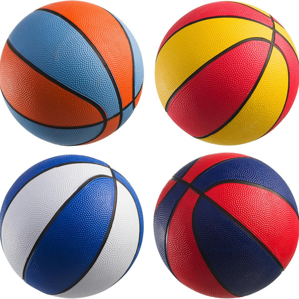 Rubber Mini Basketballs – Size 3, 7-Inch (Pack of 4) with Pump | Indoor, Outdoor & Pool Play for Kids