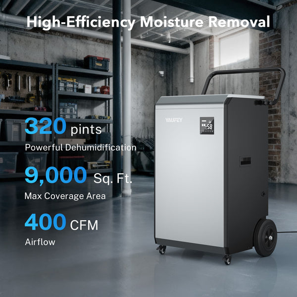 Pre-Sale: 320 Pints Commercial Dehumidifier, 970W Industrial Dehumidifier with Pump & Drain Hose