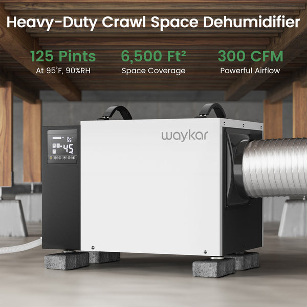 125-Pint Crawlspace Dehumidifier, Down to 10%RH Dry, Pump Model Optional