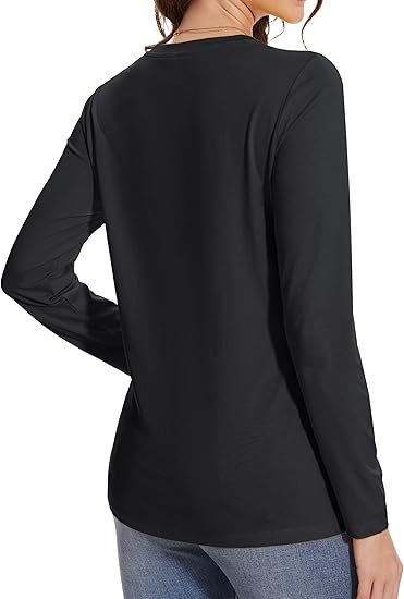 Women’s Long Sleeve Crew Neck T-Shirt – Soft, Breathable, UPF 50 Sun Protection Casual Top