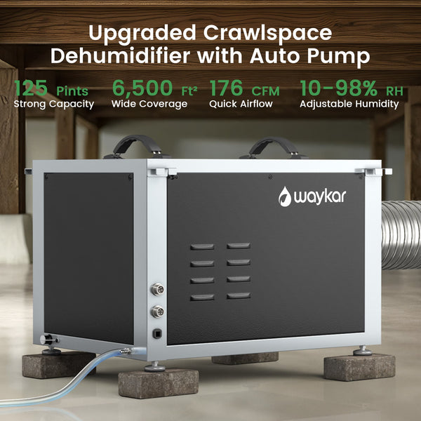 125-Pint Dual Duct Crawlspace Dehumidifier with Pump – Waykar Dehumidifier