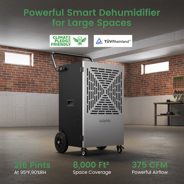 Commercial Grade Dehumidifiers up to 216 Pints, Large Dehumidifiers with Pump for Basement