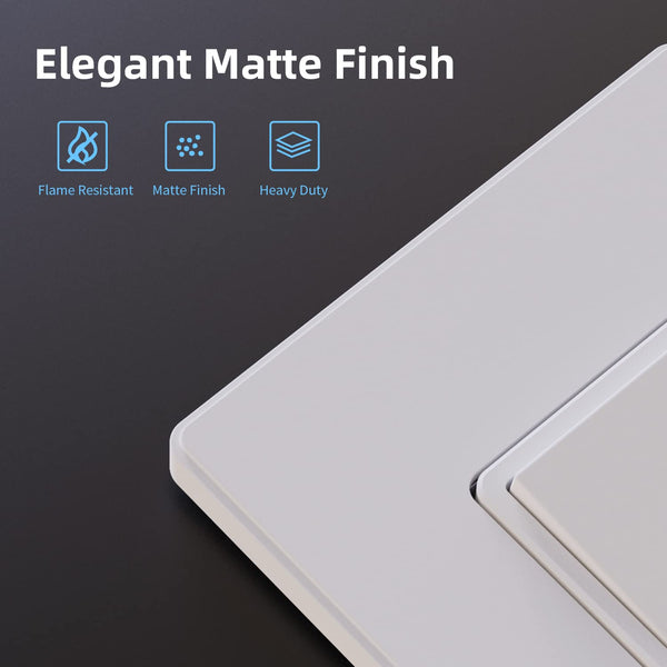 Matte White Single Pole Decorator Light Switch 15A – Paddle Rocker On/Off, Self-Grounding, Residential Grade w/ Wall Plate, UL/CUL (10 Pack)