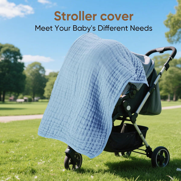 Muslin Hooded Baby Towels – 100% Cotton, Super Soft, 32 x 32 Inches | Light & Dark Blue | For Newborns to 3 Years