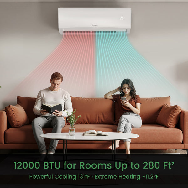 12,000 BTU Ductless Mini Split Air Conditioner & Heater, 20.5 SEER2 Efficient with App Control