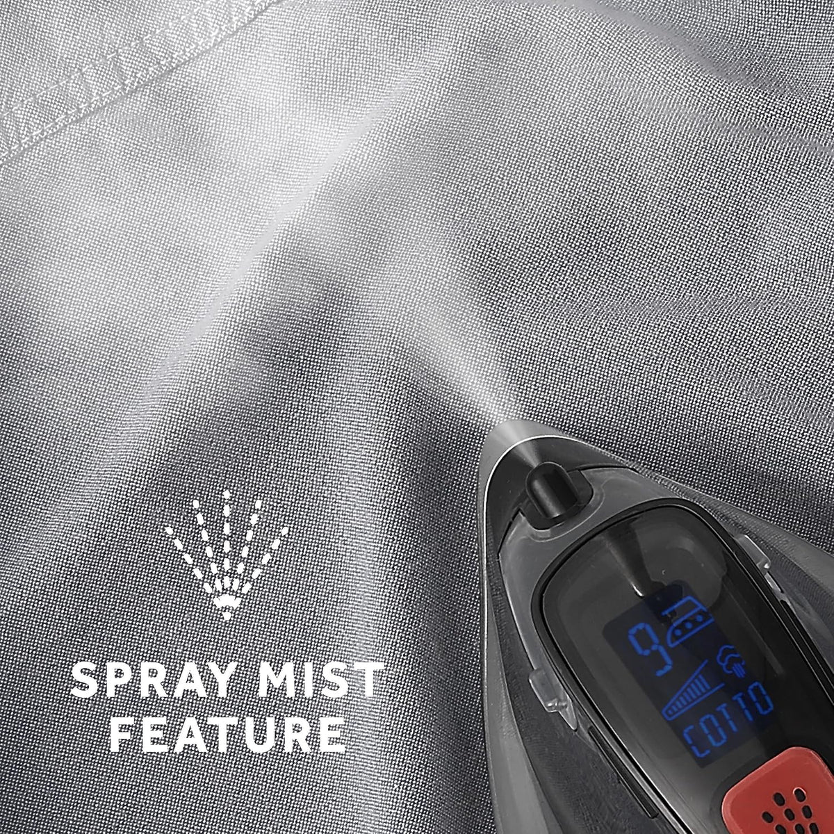 Professional 1700W Digital Steam Iron – 11 Heat Settings, Multi-Color LCD Display, Precision Ironing, Horizontal & Vertical Steam, 8' Retractable Cord, Black & Red