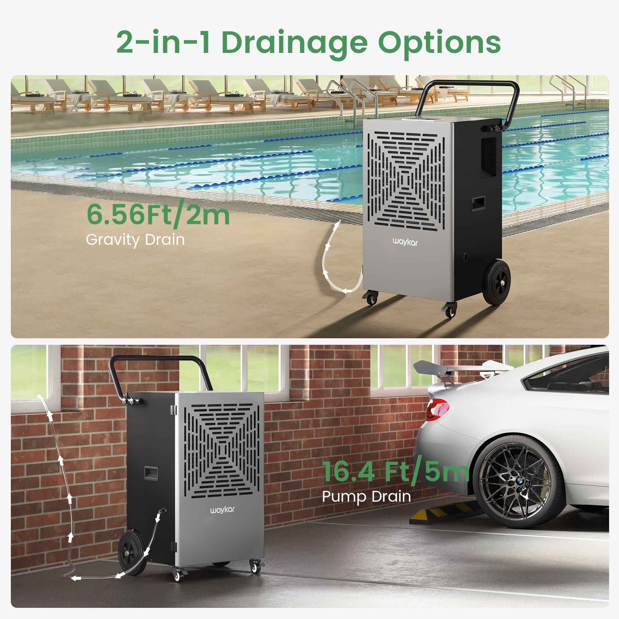 Waykar 216 Pints Commercial Grade Dehumidifier with Pump for Basement