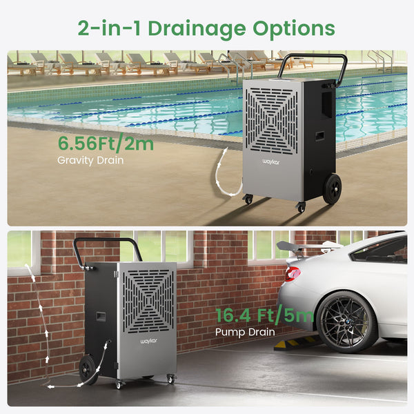 Commercial Grade Dehumidifiers up to 216 Pints, Large Dehumidifiers with Pump for Basement