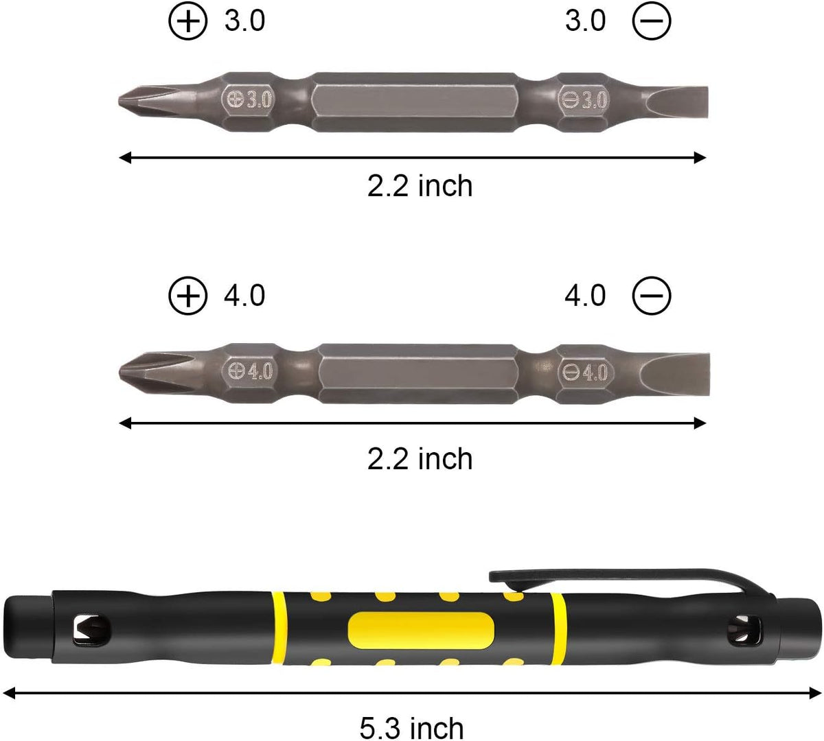 4 Pieces Pocket Screwdriver – 4-in-1 Mini Pen Screwdriver with Flathead & Phillips Bits, Magnetic Tip