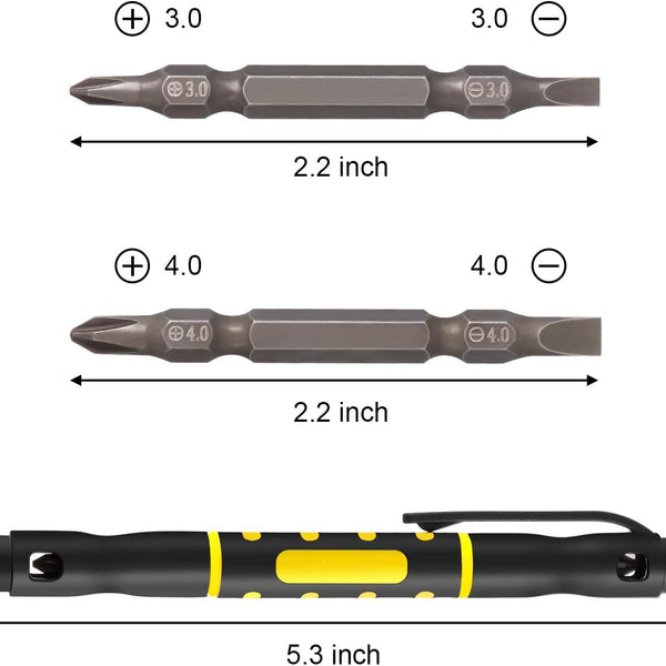 4 Pieces Pocket Screwdriver – 4-in-1 Mini Pen Screwdriver with Flathead & Phillips Bits, Magnetic Tip