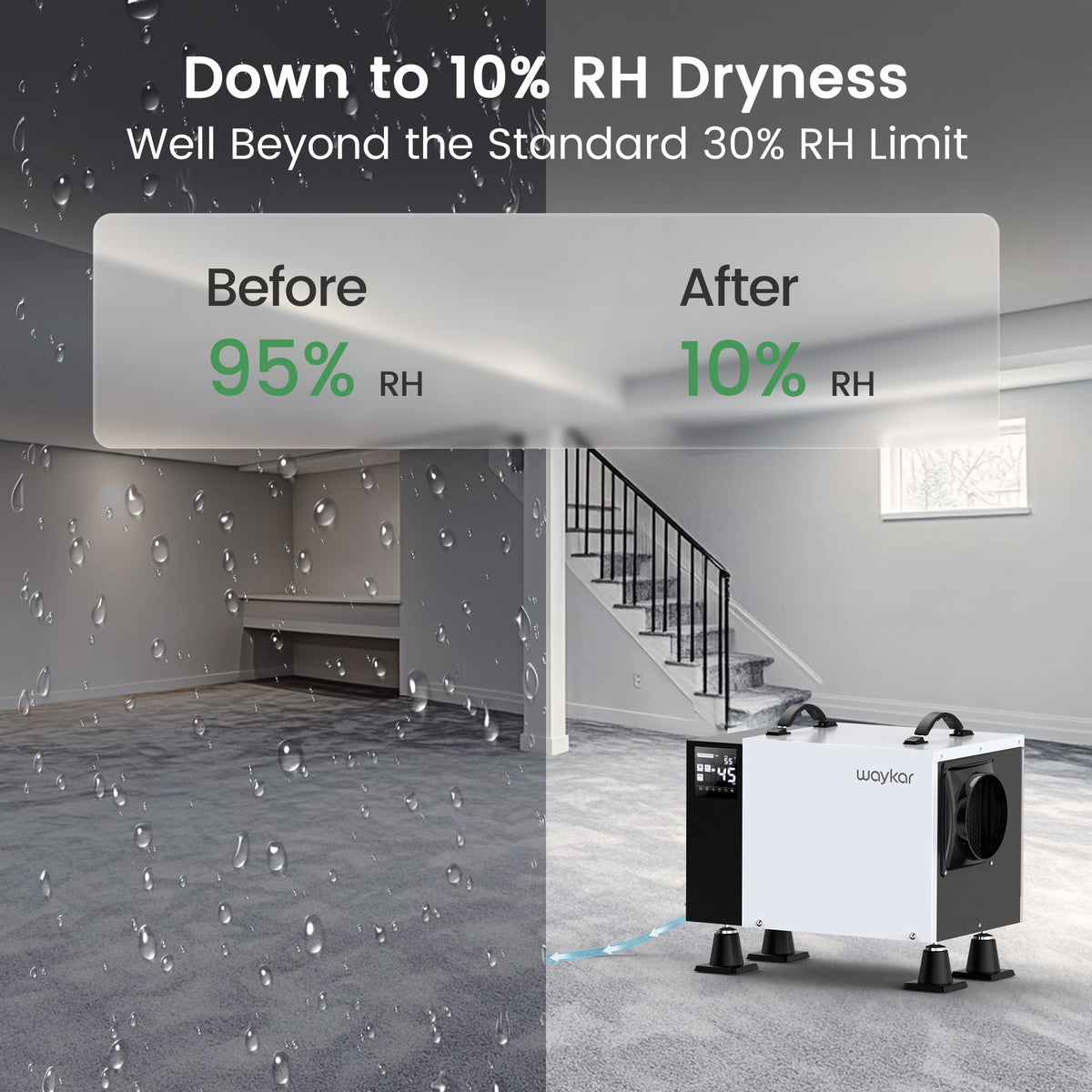 125-Pint Crawlspace Dehumidifier, Down to 10%RH Dry, Pump Model Optional