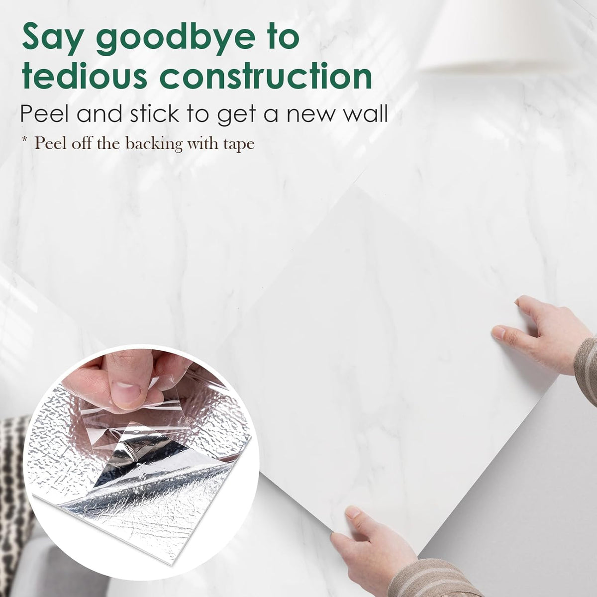 Peel and Stick Backsplash Tiles – 20 Sheets, 12" x 12" PVC Self-Adhesive Wall Panels | White