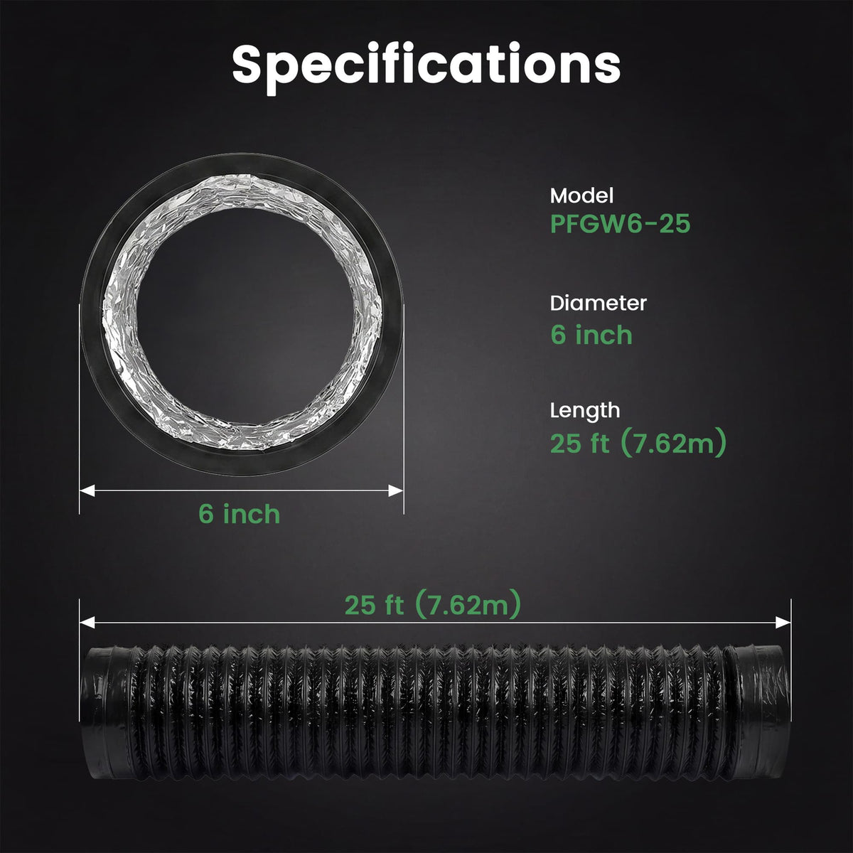 Flexible Aluminum Venting Hose for Dehumidifiers, Air Conditioners & HVAC Systems