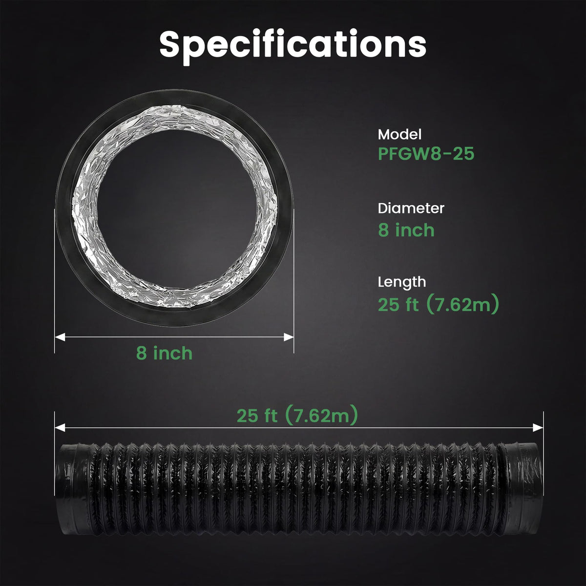 Flexible Aluminum Venting Hose for Dehumidifiers, Air Conditioners & HVAC Systems