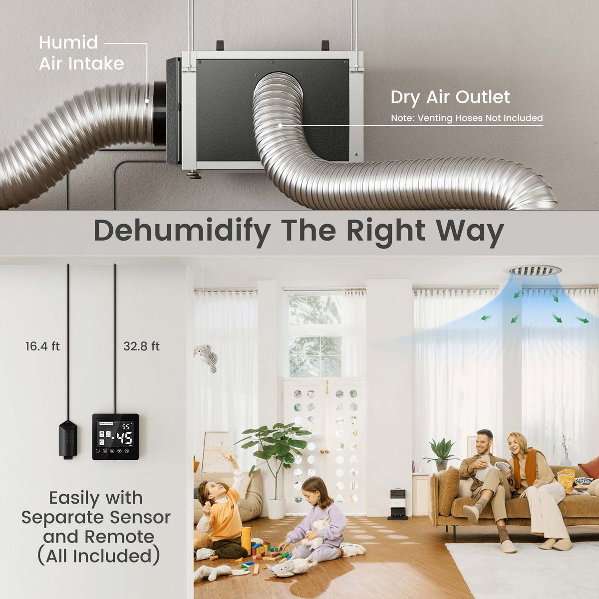158 Pints Crawl Space Dehumidifier with Pump and Remote