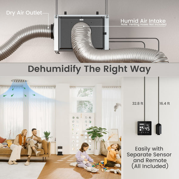 125-Pint Dual Duct Crawlspace Dehumidifier with Pump – Waykar Dehumidifier