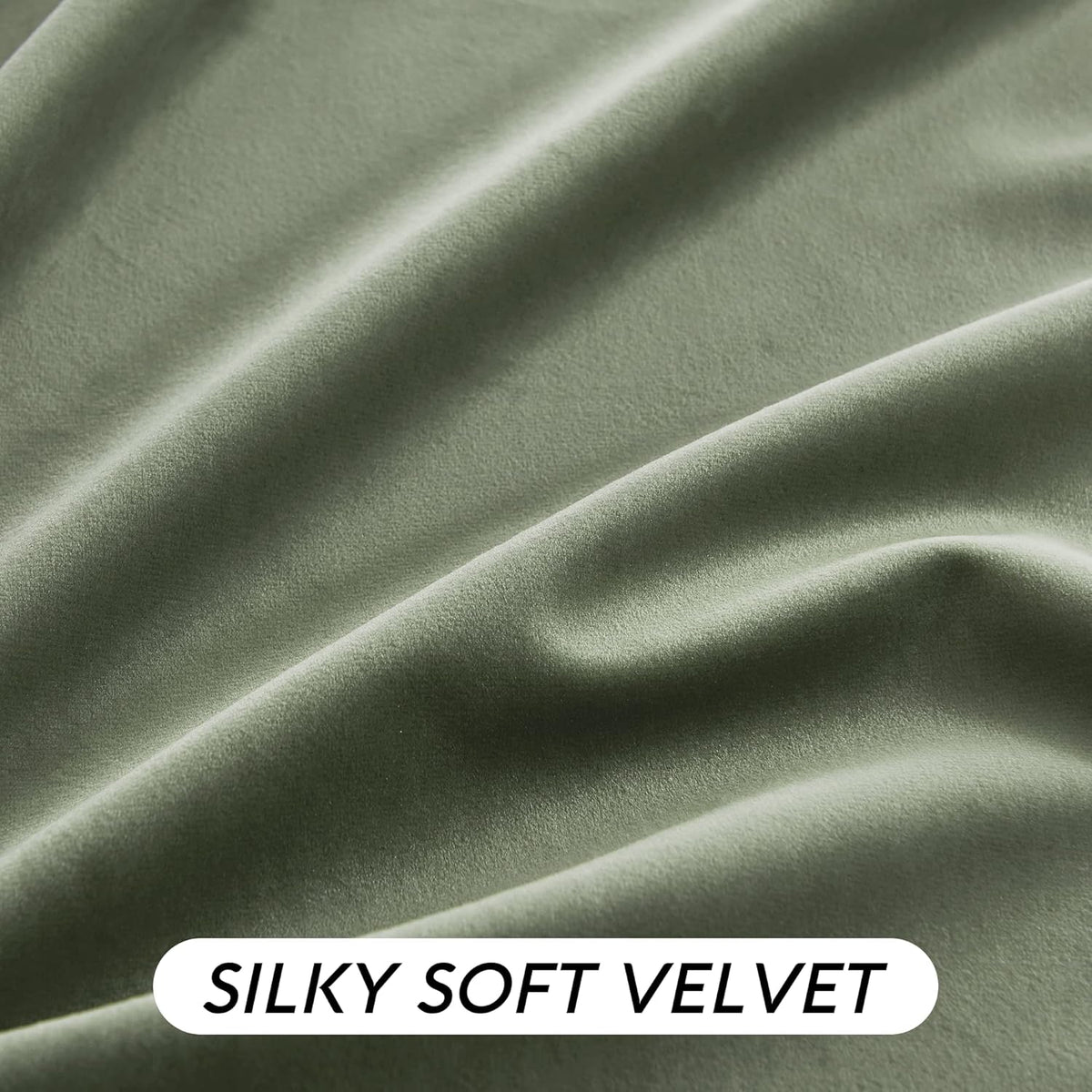 Sage Green Velvet Curtains 96 Inch – Room Darkening Thermal Insulated Drapes, 2 Panels (W52 x L96 Inches Each)