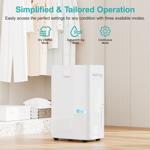 Kesnos 16, 23, 35 Pint Energy Star Dehumidifier for Home Basement Large Room,Max 80 Pint, 5500 Sq. Ft Commercial Grade - Auto Defrost, Ultra Quiet 40dB, Auto Comfort Mode, Dual Drain Option
