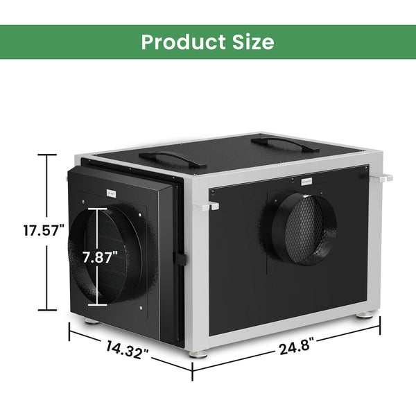 158-Pint Commercial Dehumidifier for Spaces up to 6,500 Sq. Ft with Separate Control Panel and Sensor