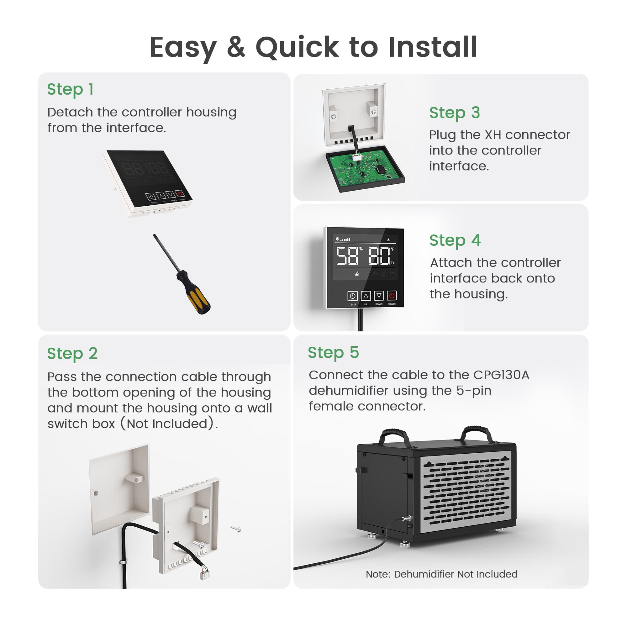 CPG130A Wired Remote Controller for Waykar Commercial Dehumidifier, Hu