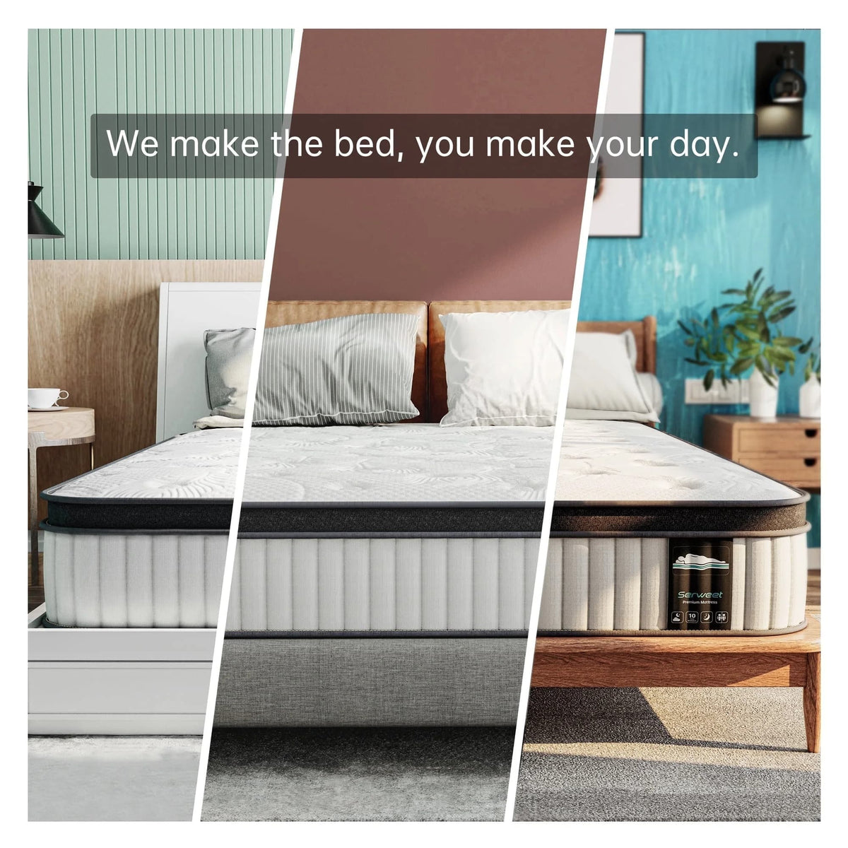 Serweet King Mattress, 14 Inch Memory Foam Mattress in a Box, Individual Pocket Spring Mattress with Motion Isolation and Pressure Relief, Medium Firm, CertiPUR-US