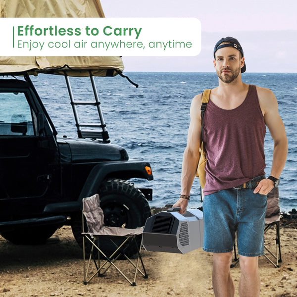 1450 BTU Portable Air Conditioner - Compact & Easy to Install for Tent, RV, Outdoor Events - Ideal for Camping & Emergency Use, Indoor/Outdoor Cooling