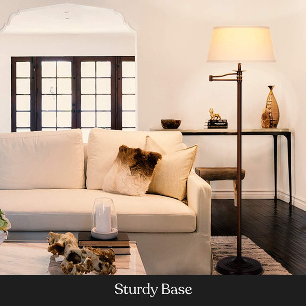 Caden LED Floor Lamp – Tall Standing Lamp with Swing Arm – Industrial Bronze