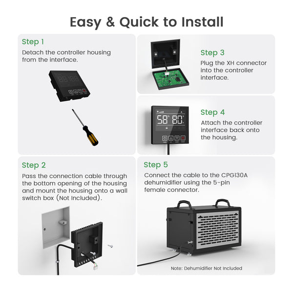 Wired Remote Controller for Waykar CPG130A Commercial Dehumidifier, Humidity Control Within Reach