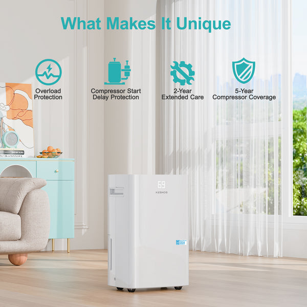 Kesnos 16, 23, 35 Pint Energy Star Dehumidifier for Home Basement Large Room,Max 80 Pint, 5500 Sq. Ft Commercial Grade - Auto Defrost, Ultra Quiet 40dB, Auto Comfort Mode, Dual Drain Option