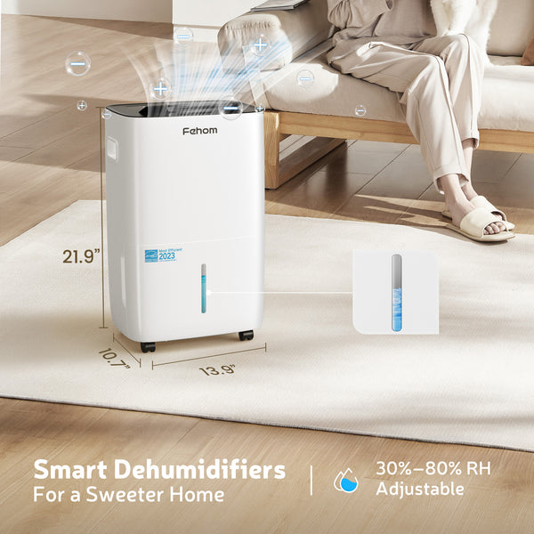 Waykar Fehom Most Efficient Energy Star 25, 36, 50 Pints Dehumidifier - 6,000 Sq. Ft. Max 120 Pints, Smart Dehumidifier with Drain Hose, for Basement,Bedroom,Home,Bathroom