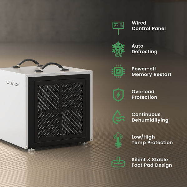 158 Pints Crawlspace Dehumidifier with Built-in Pump, 6,500 Sq. Ft. Basement Dehumidifier