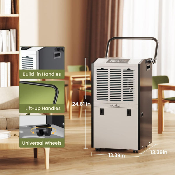 155 Pints Commercial Dehumidifier : For Spaces up to 8,000 sq ft with Drain Hose