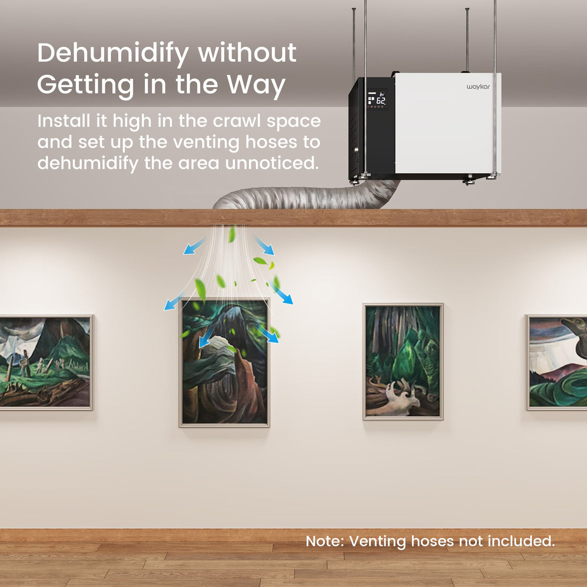 158 Pints Ductable Crawlspace Dehumidifier with Pump and Drain Hose (Optional Remote Controller)