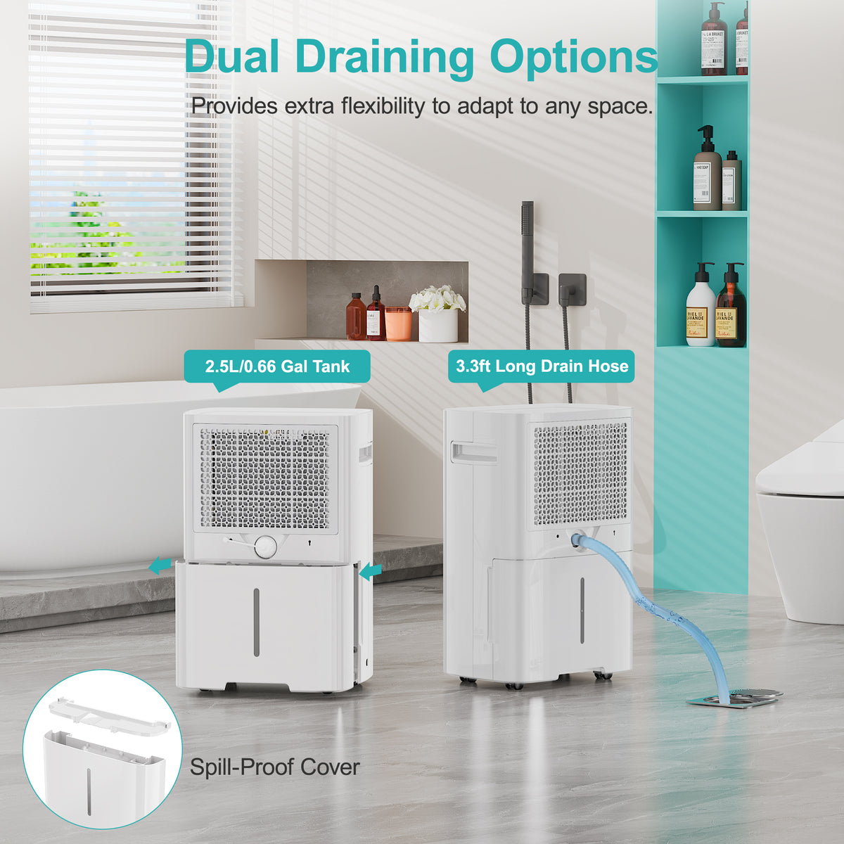 Kesnos 16, 23, 35 Pint Energy Star Dehumidifier for Home Basement Large Room,Max 80 Pint, 5500 Sq. Ft Commercial Grade - Auto Defrost, Ultra Quiet 40dB, Auto Comfort Mode, Dual Drain Option