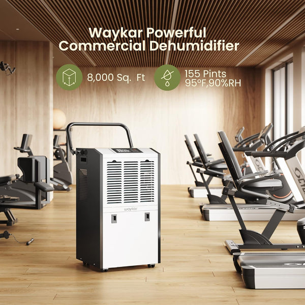 155 Pints Commercial Dehumidifier : For Spaces up to 8,000 sq ft with Drain Hose